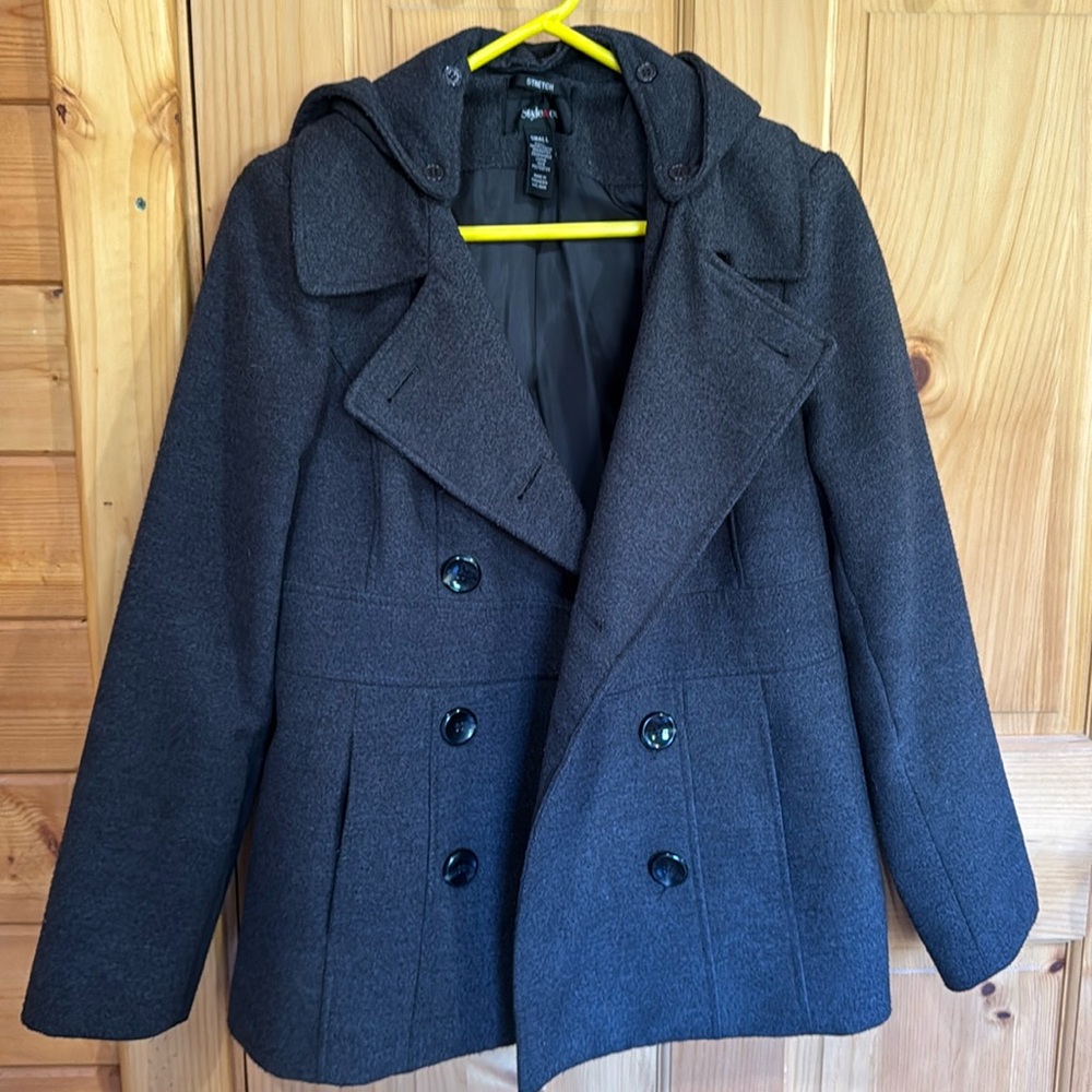 Pea Coat with removable hood